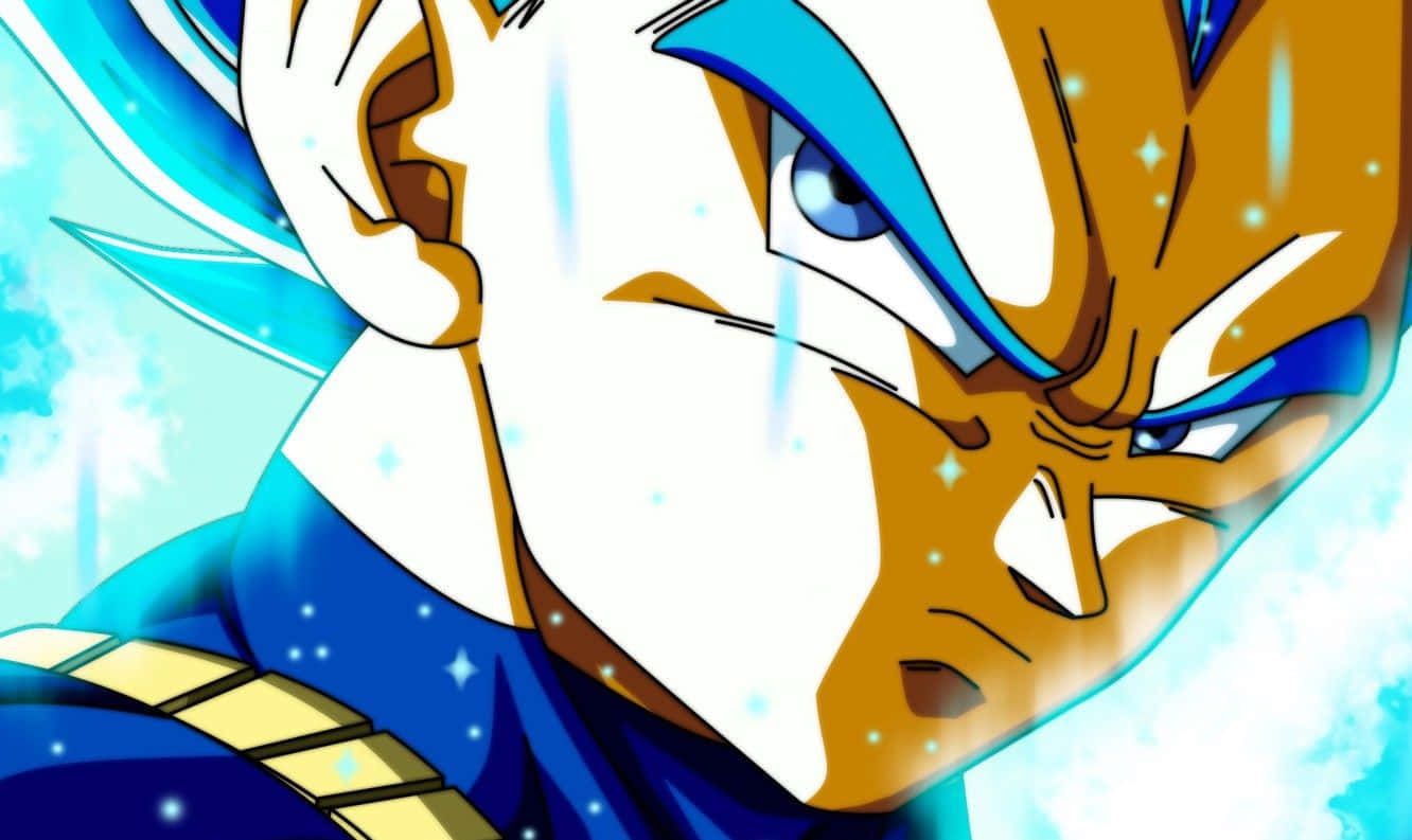 Vegeta, blue hair, intense eyes glowing with power, HD Desktop Wallpaper