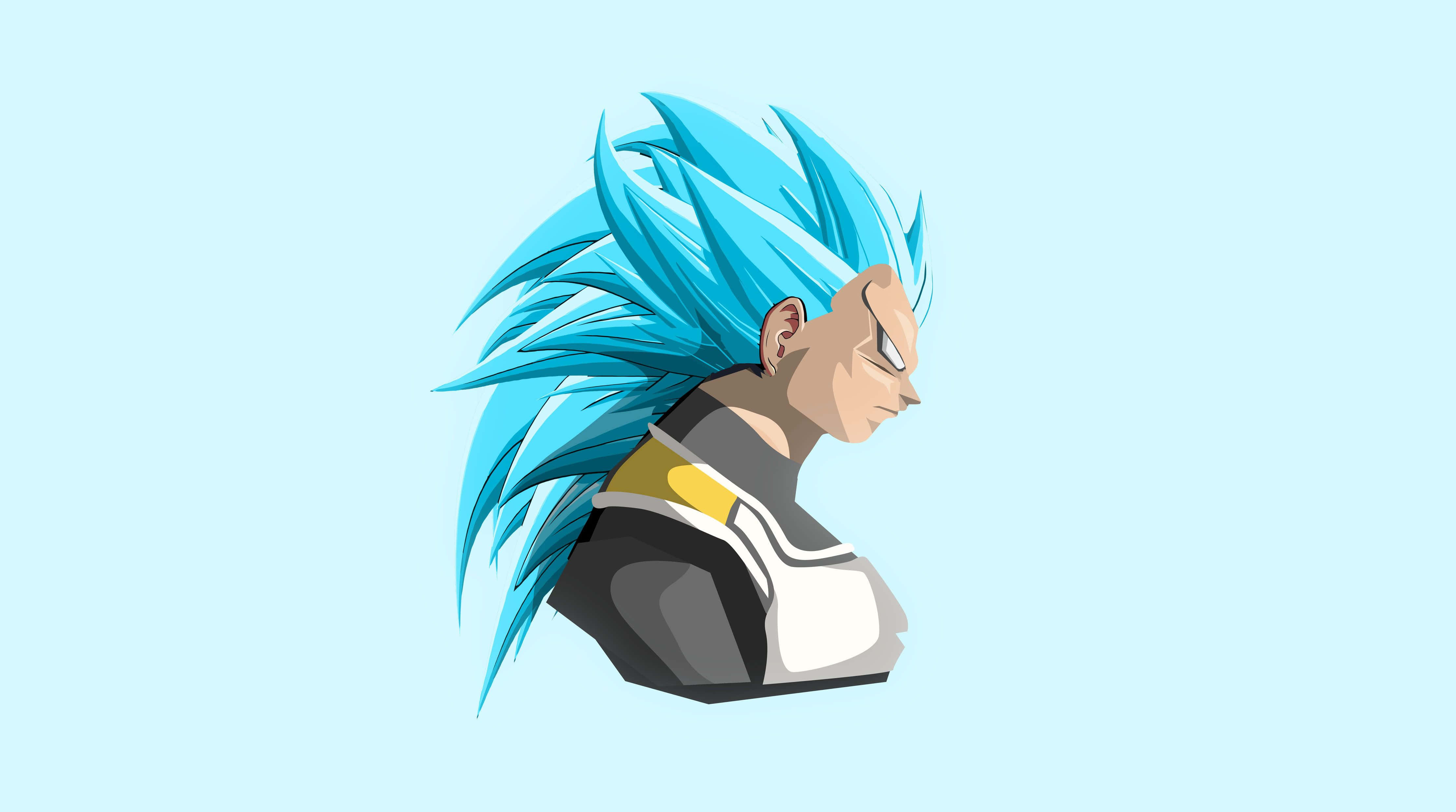 Vegeta, spiky blue hair, determined expression, 4K Desktop Wallpaper