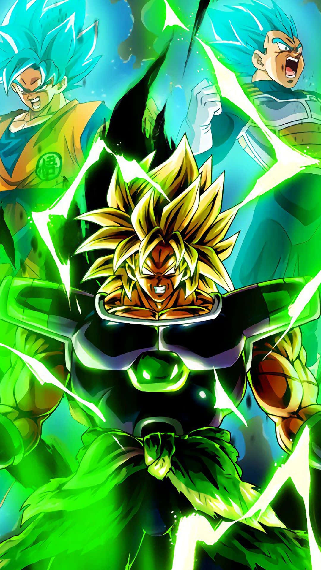 Vegeta, golden hair, green aura, Full HD Phone Wallpaper