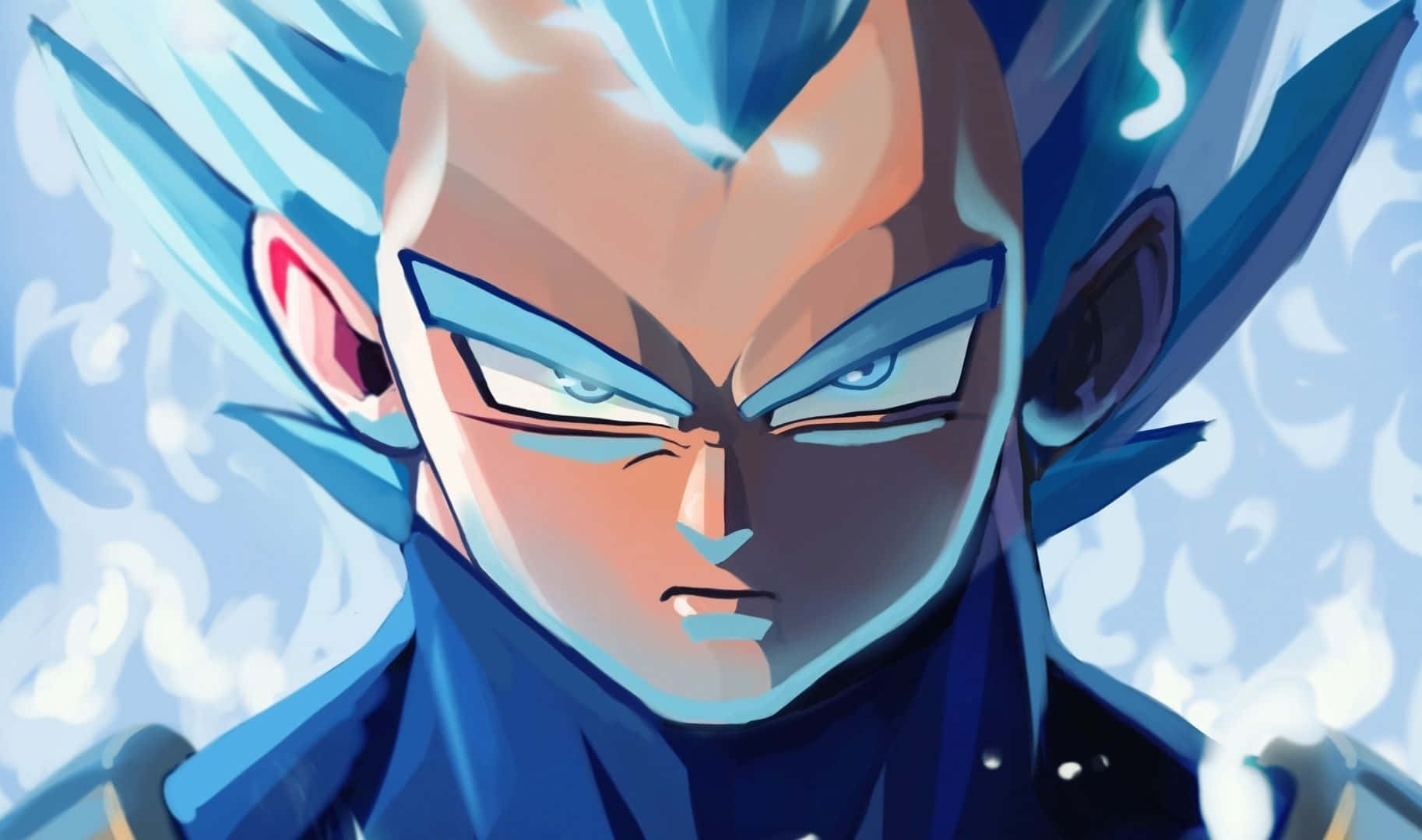 Vegeta, spiky blue hair, glowing eyes, HD Desktop Wallpaper