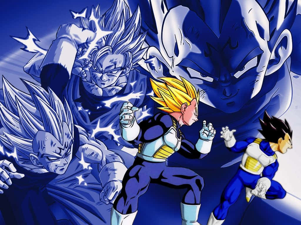 Vegeta Art, blue and gold, dark blue energy backdrop, SD Desktop Wallpaper