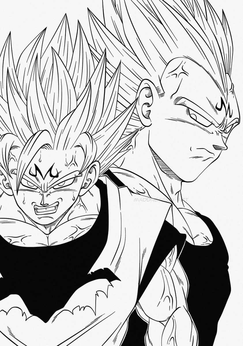Vegeta, black and white, line art, SD Phone Wallpaper