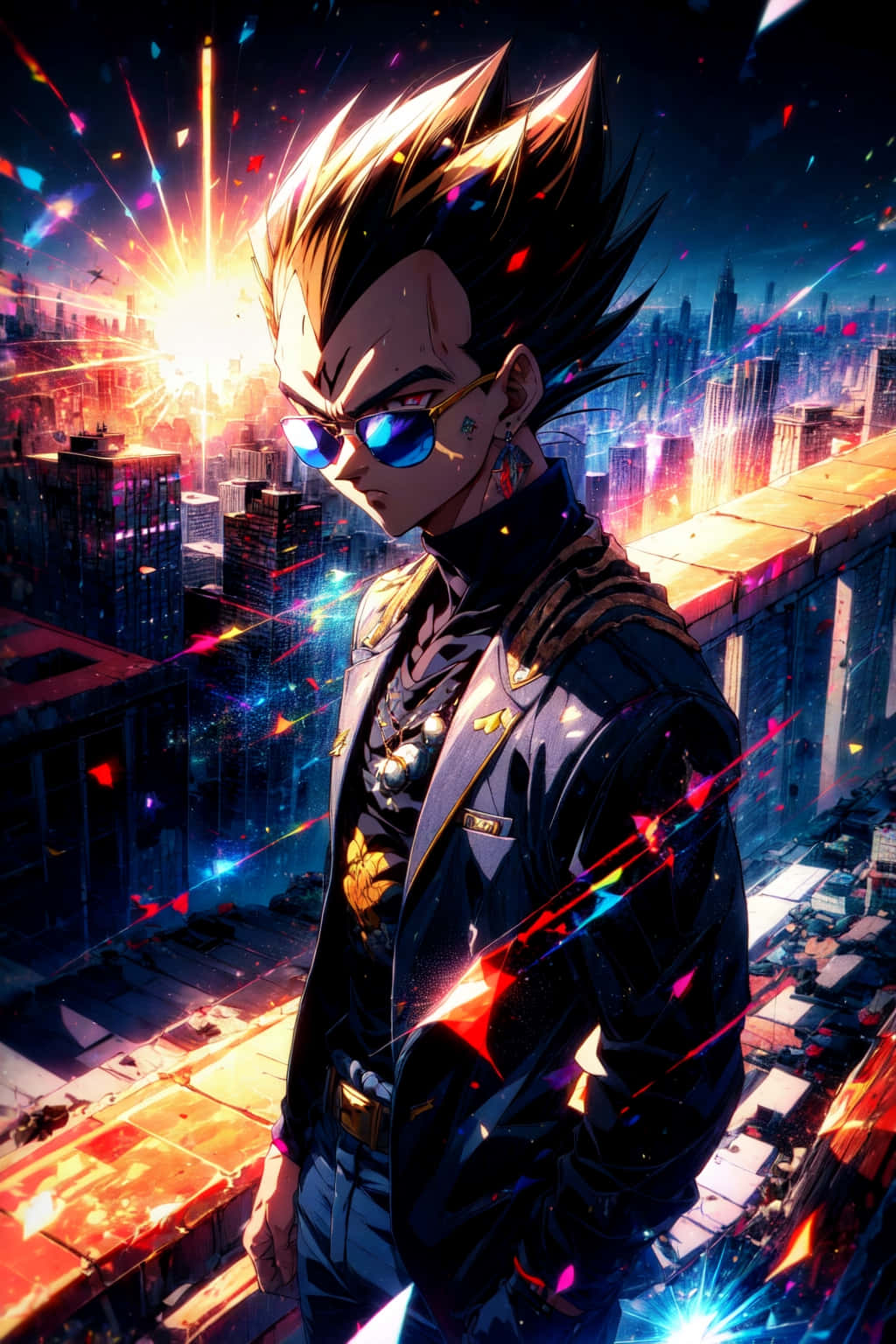 Vegeta, neon cityscape, night, HD Phone Wallpaper
