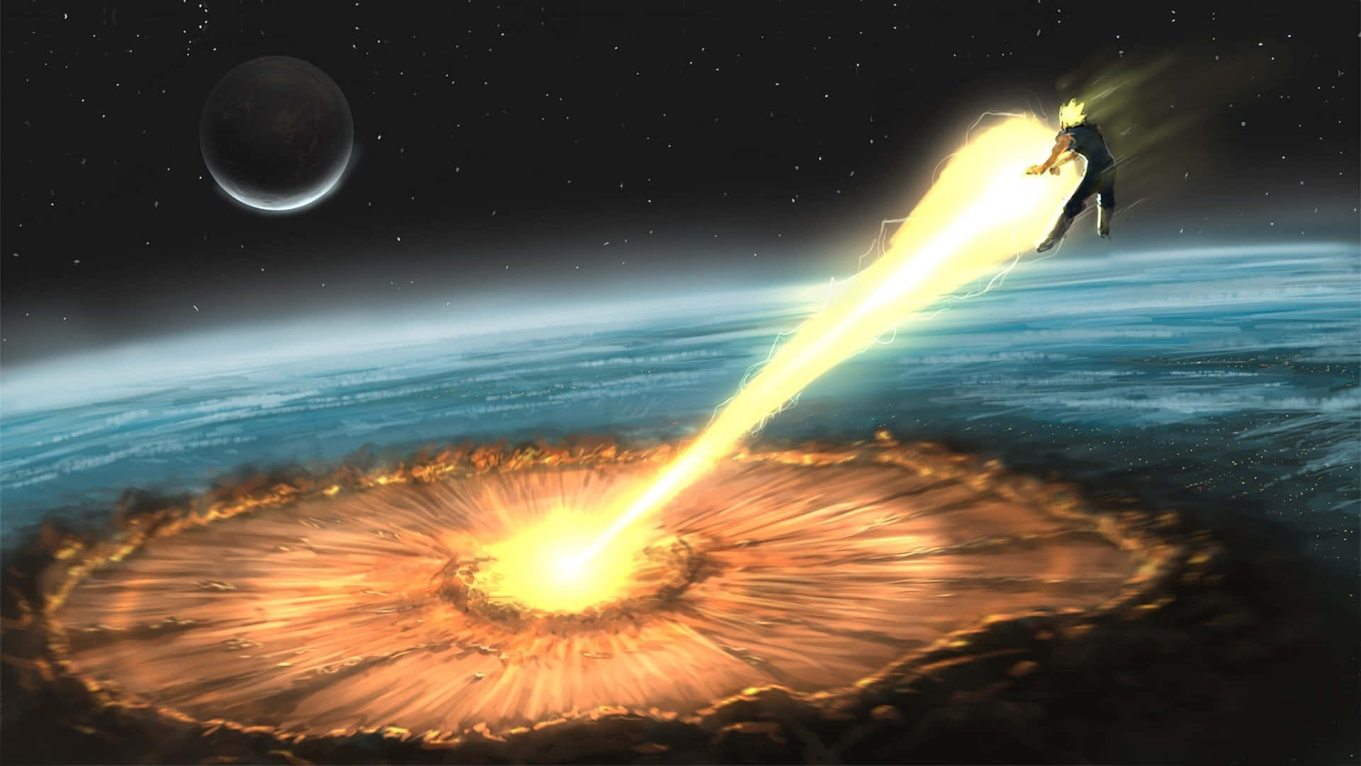 Vegeta, Final Flash, yellow energy beam, Full HD Desktop Wallpaper
