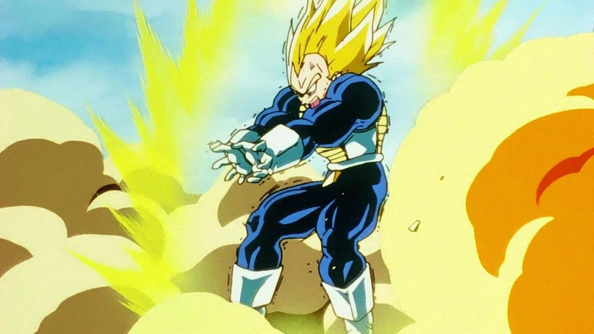 Vegeta, Final Flash, blue armor, Full HD Desktop Wallpaper