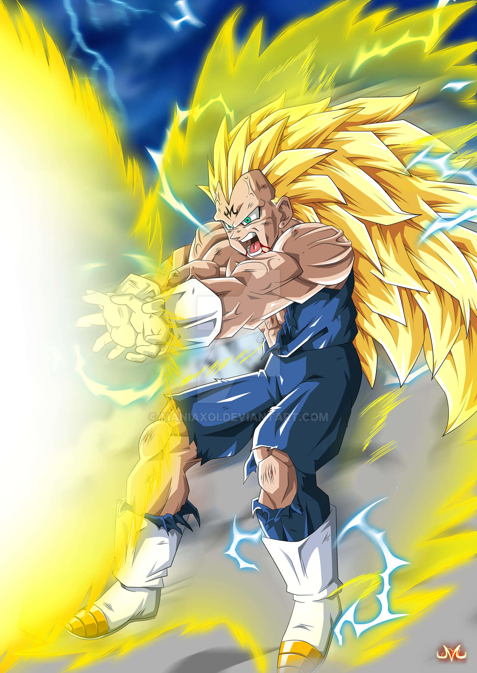 Vegeta, Final Flash, golden hair, Full HD Phone Wallpaper