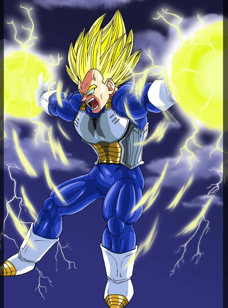 Vegeta, Final Flash, spiky yellow hair, SD Phone Wallpaper