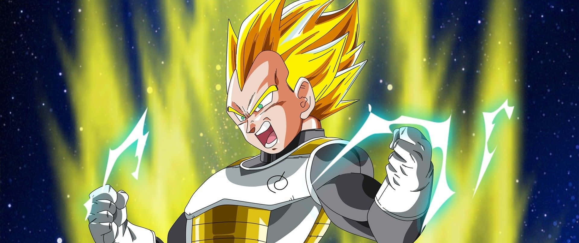 Vegeta, Super Saiyan 2, starry cosmic backdrop, Full HD Desktop Wallpaper