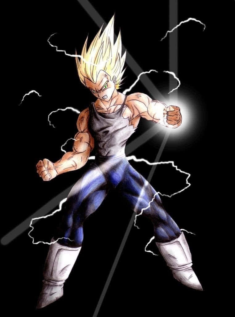 Vegeta Super Saiyan 2, spiky blonde hair, glowing fists, SD Phone Wallpaper