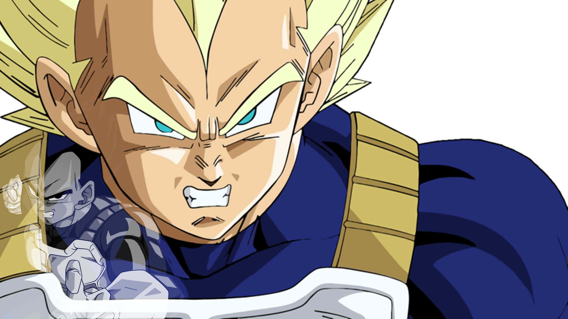 Vegeta Super Saiyan 2, spiky blonde hair, glowing blue eyes, Full HD Desktop Wallpaper