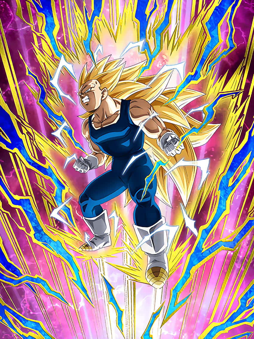 Vegeta Super Saiyan 3, spiky golden hair, blue armor, SD Phone Wallpaper