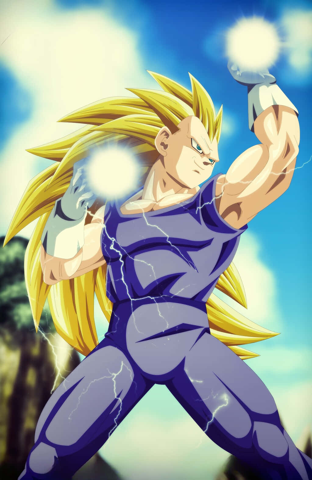 Vegeta Super Saiyan 3, spiky golden hair, blue lightning, HD Phone Wallpaper
