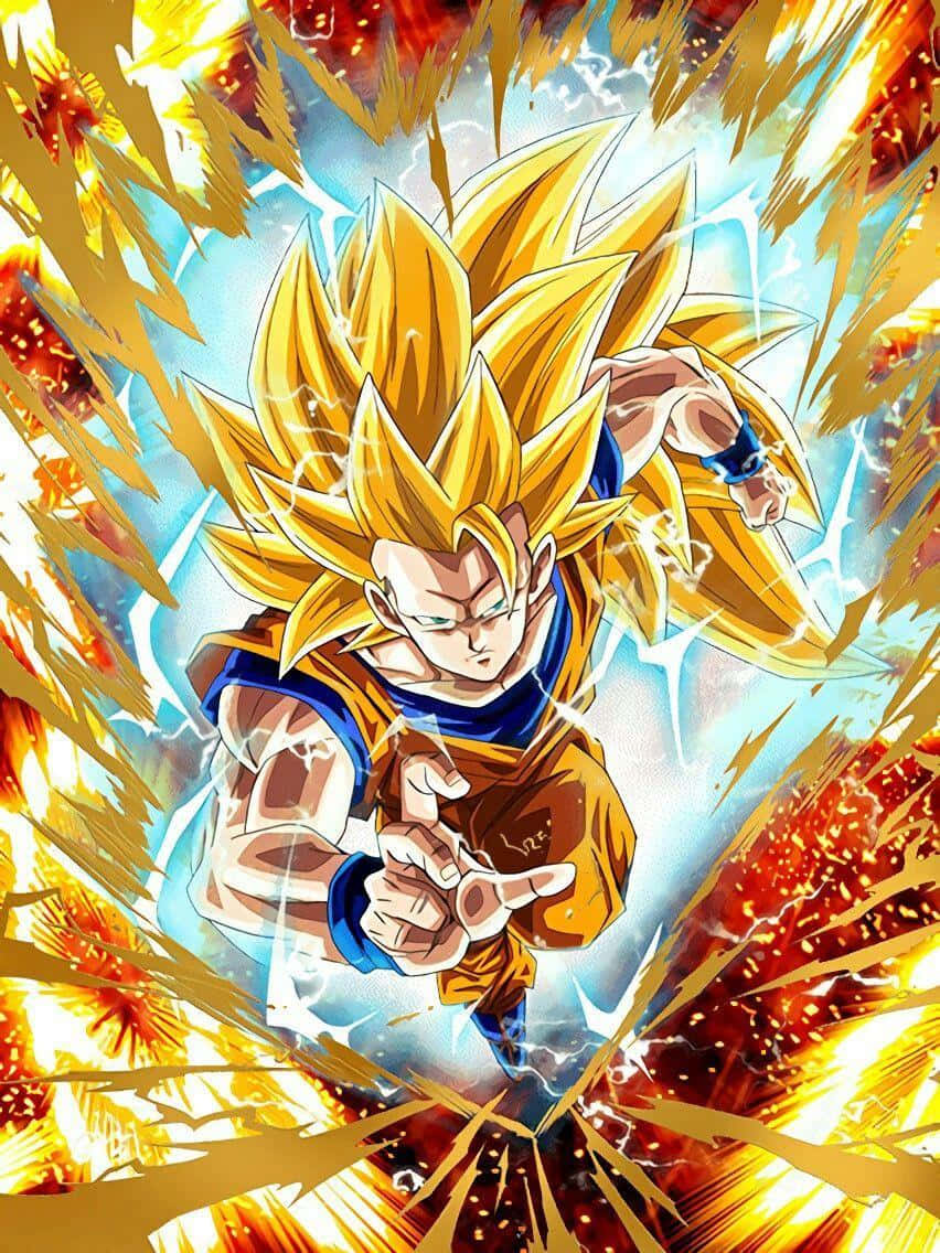 Vegeta Super Saiyan 3, golden-haired, orange gi, SD Phone Wallpaper