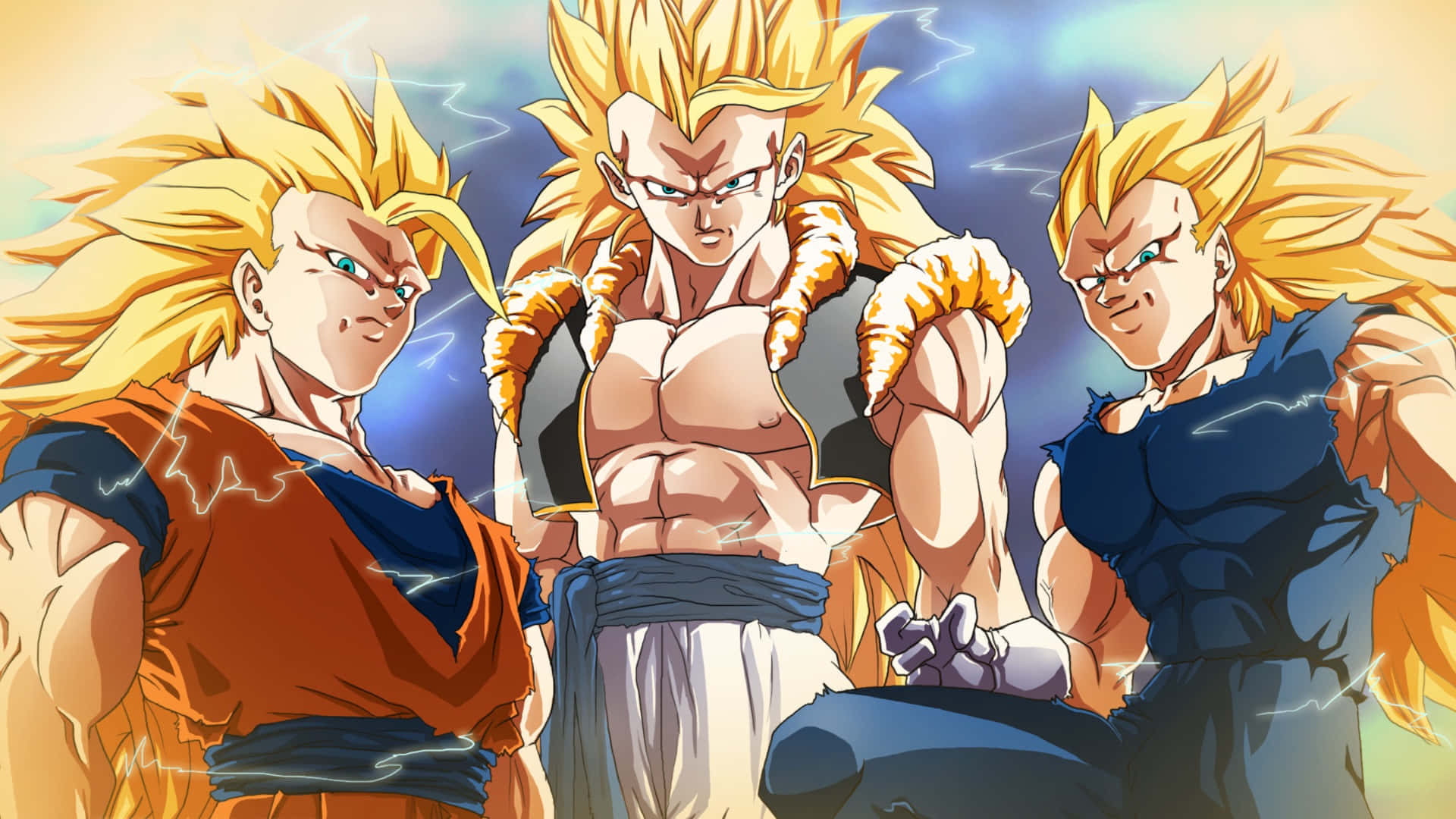 Vegeta Super Saiyan 3, golden hair, electric aura, Full HD Desktop Wallpaper