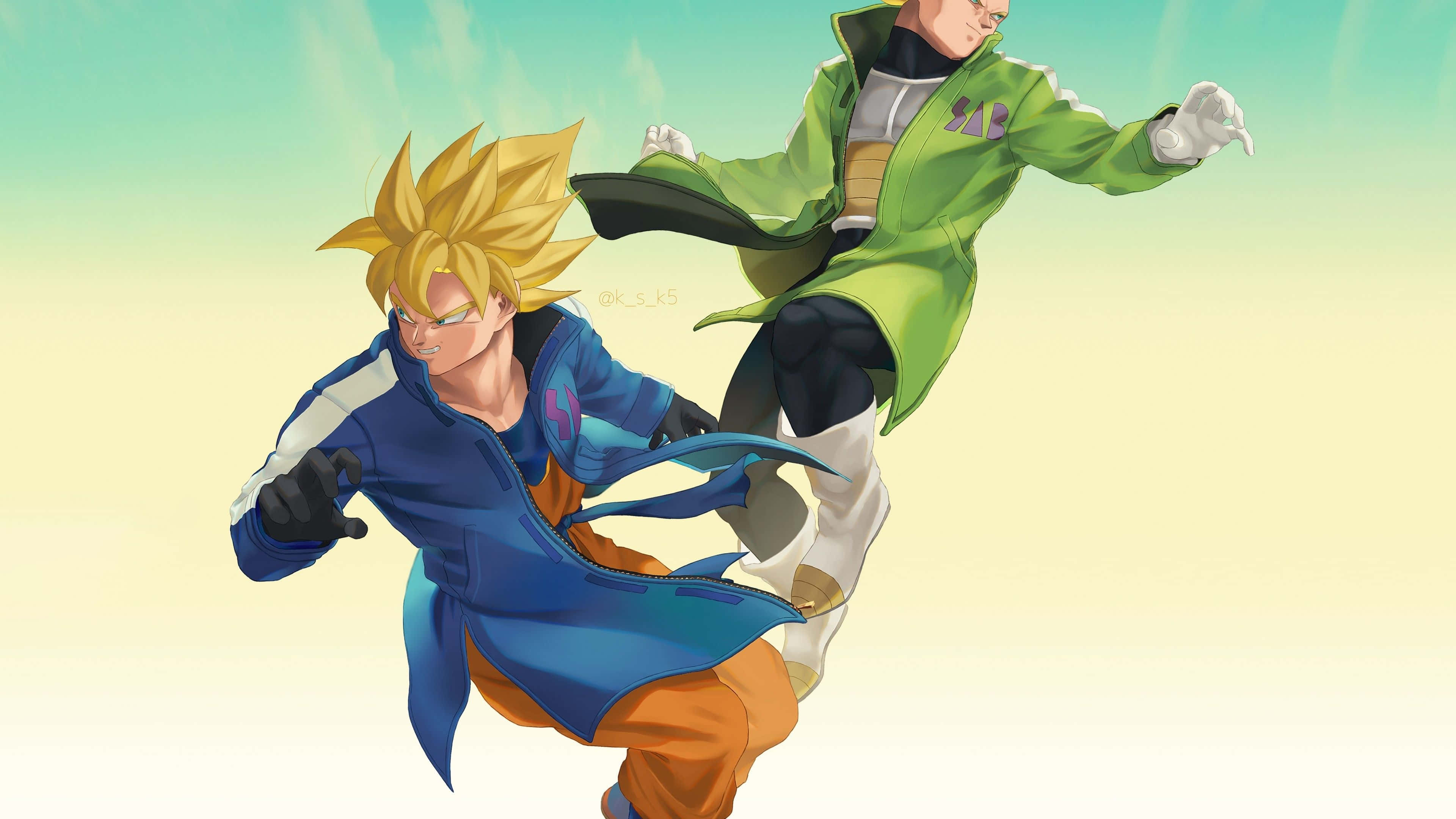 Vegeta Super Saiyan 3, anime warriors, dynamic combat poses, 4K Desktop Wallpaper