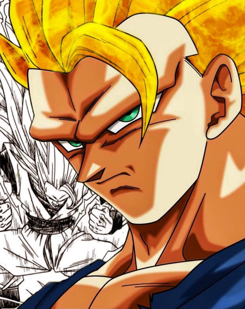 Vegeta Super Saiyan 3, spiky golden hair, green eyes, SD Phone Wallpaper