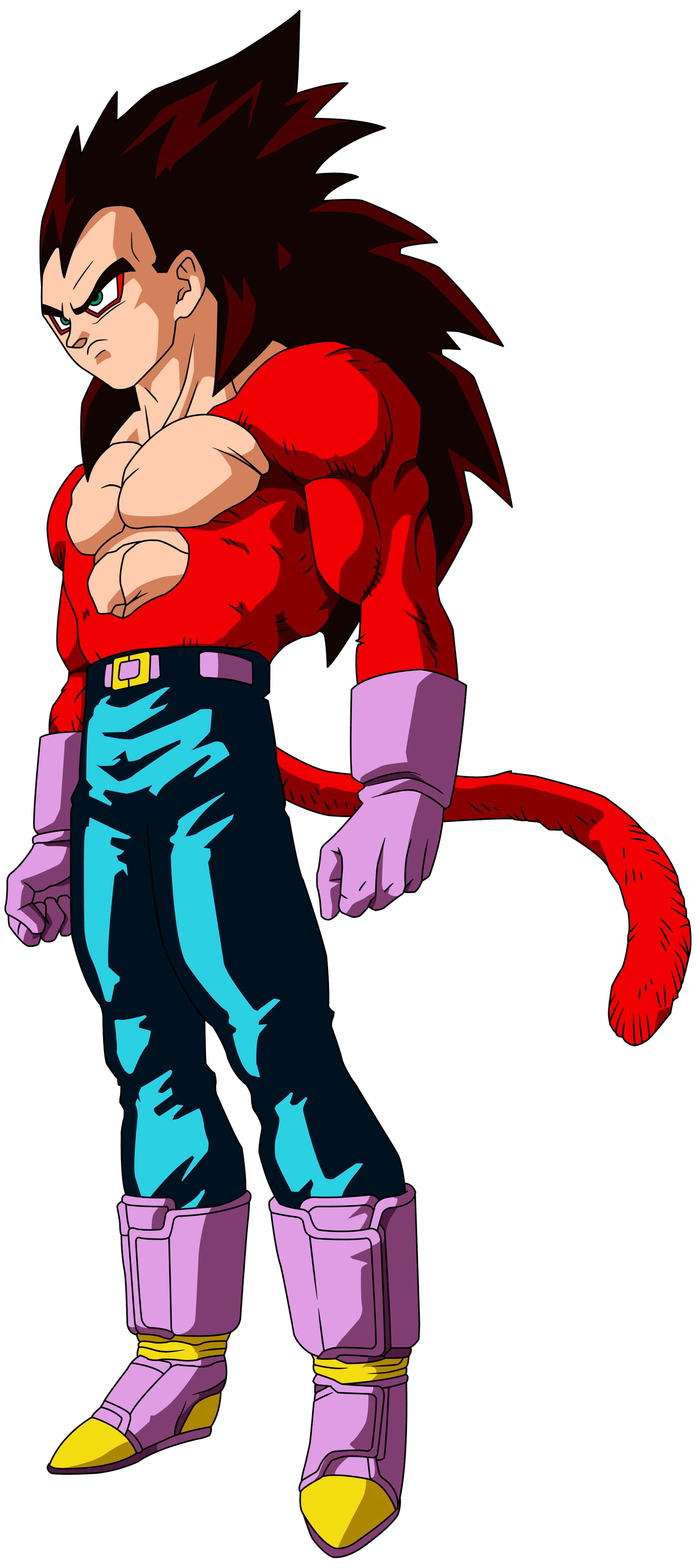 Vegeta Super Saiyan 4, red top, teal pants, 4K Phone Wallpaper