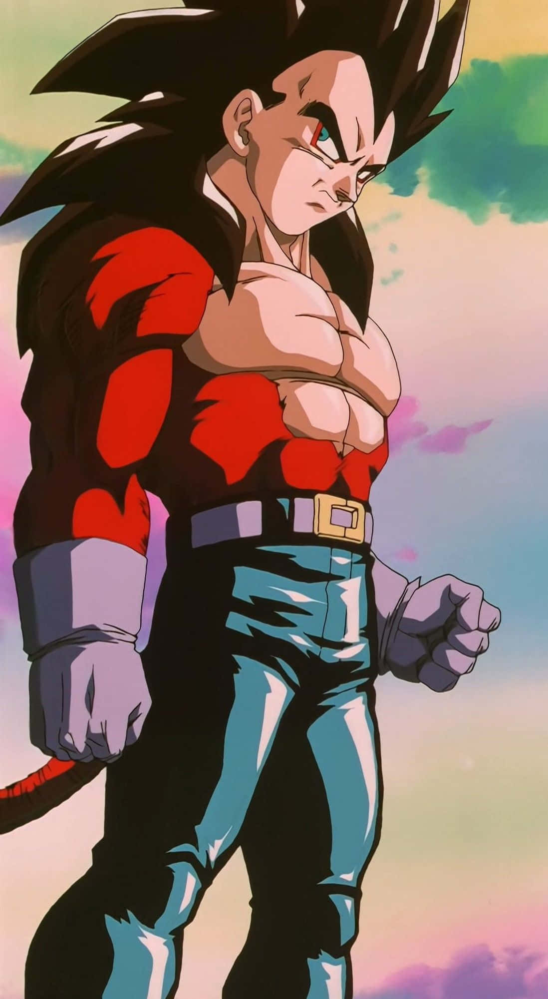 Vegeta Super Saiyan 4, spiky black hair, red markings, Full HD Phone Wallpaper