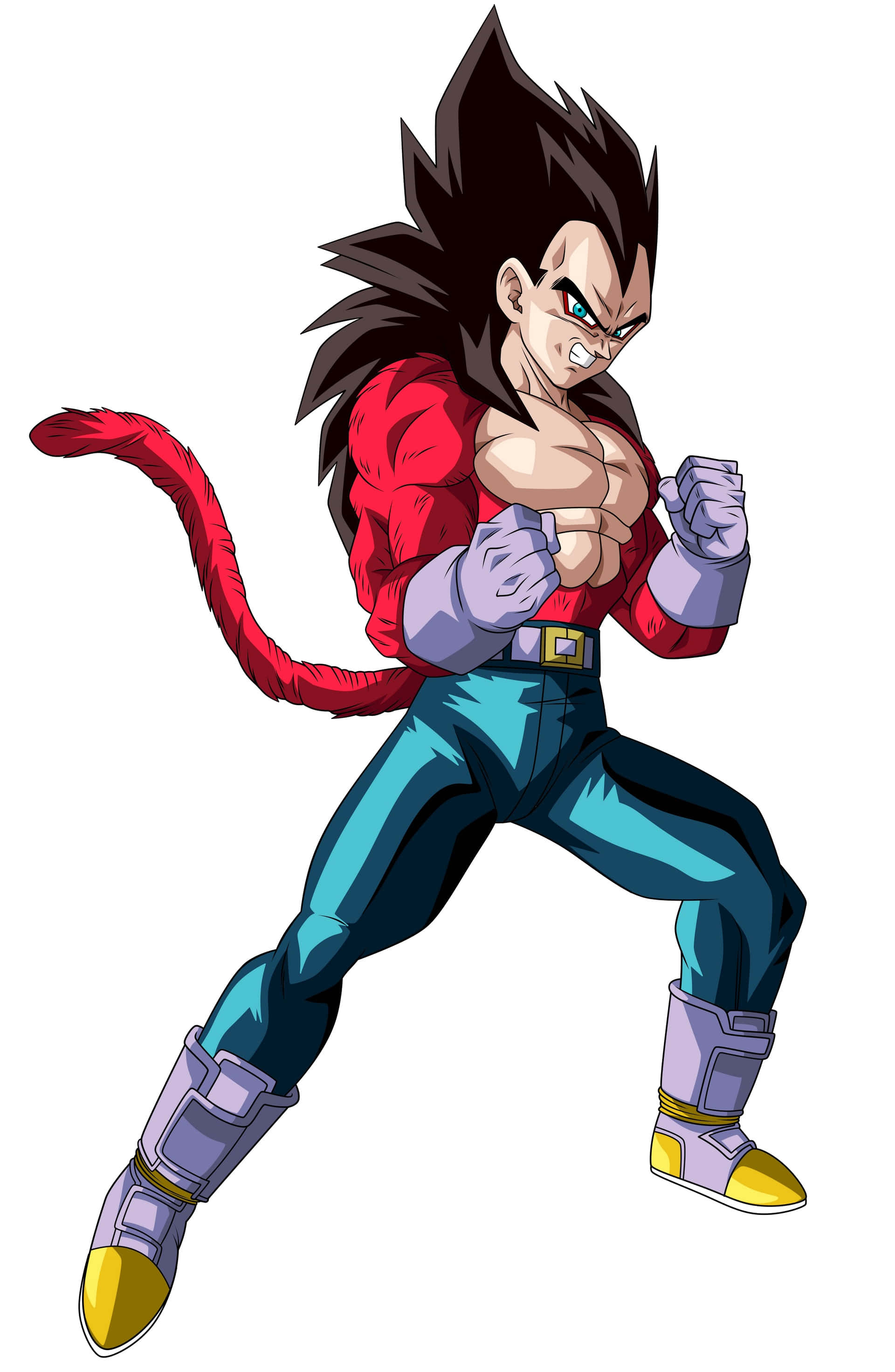 Vegeta Super Saiyan 4, red tail, battle stance, 2K Phone Wallpaper