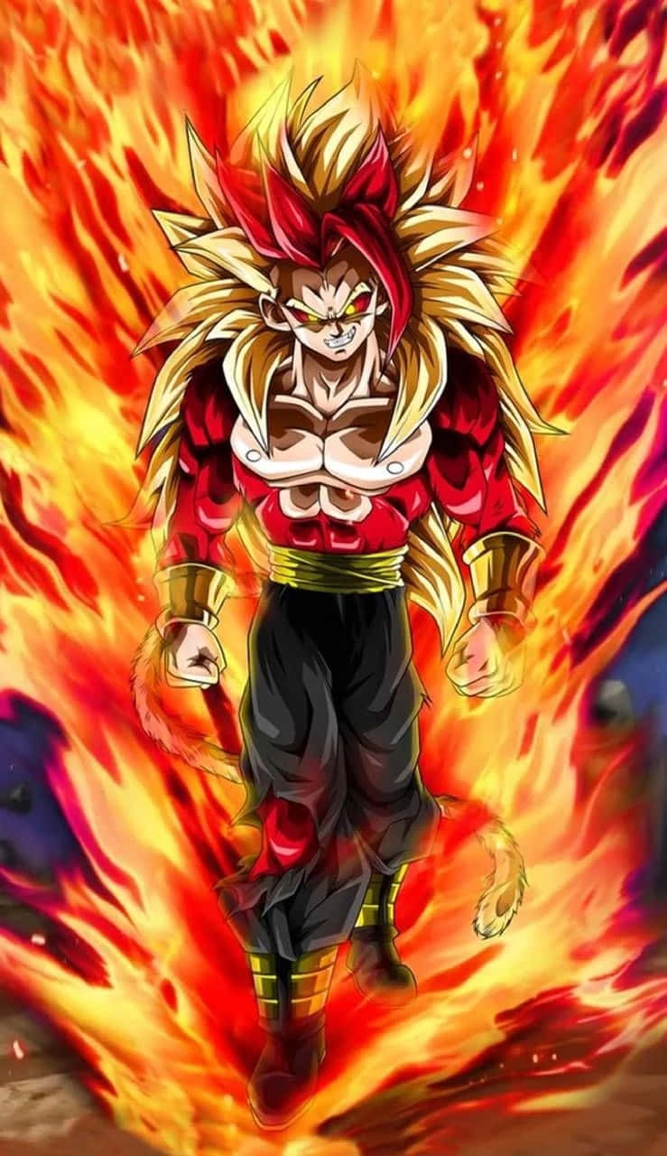Vegeta Super Saiyan 4, spiky red and gold hair, roaring flames, HD Phone Wallpaper