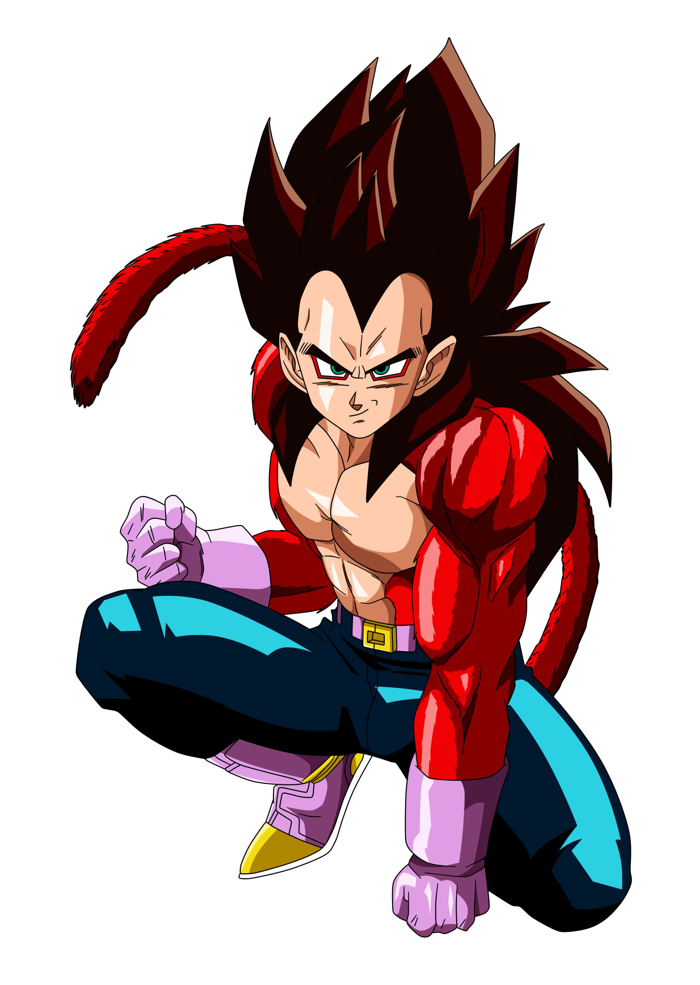 Vegeta Super Saiyan 4, red hair, tail, 2K Phone Wallpaper