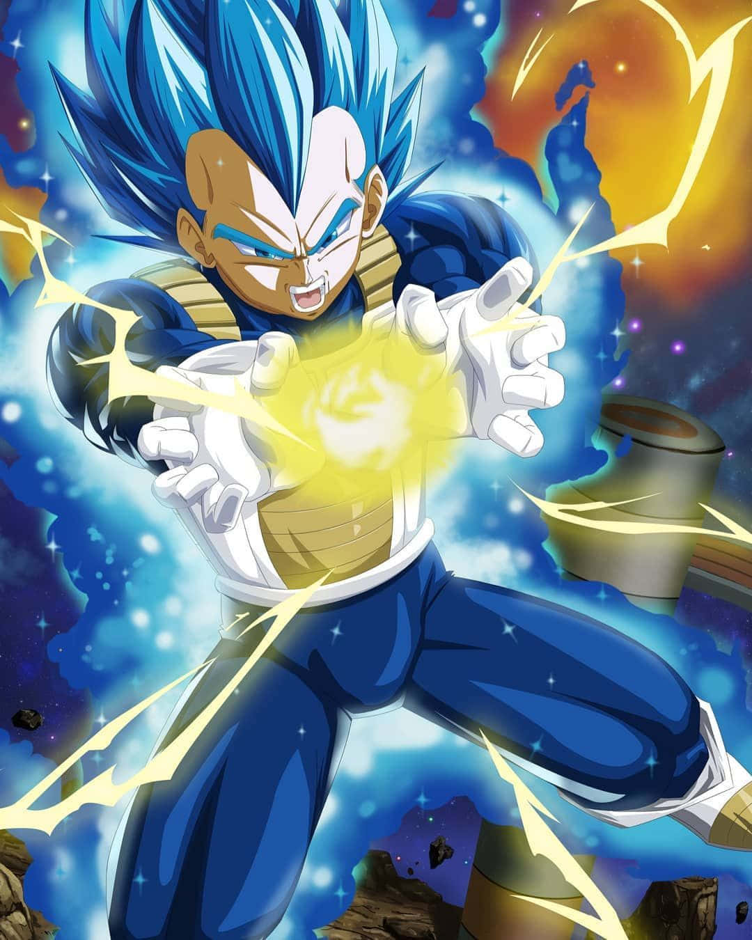 Vegeta, Super Saiyan Blue, glowing energy blast, HD Phone Wallpaper