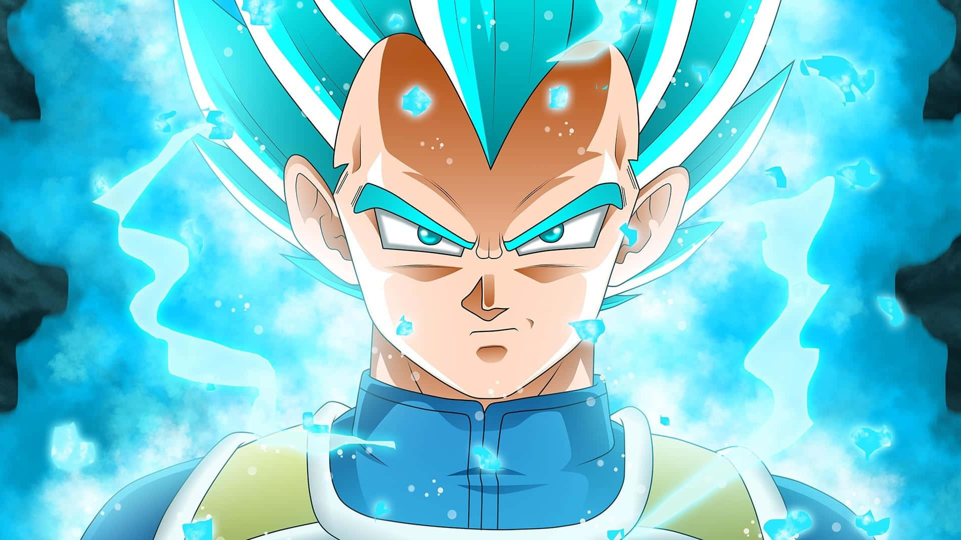 Vegeta, Super Saiyan Blue, glowing blue aura, Full HD Desktop Wallpaper