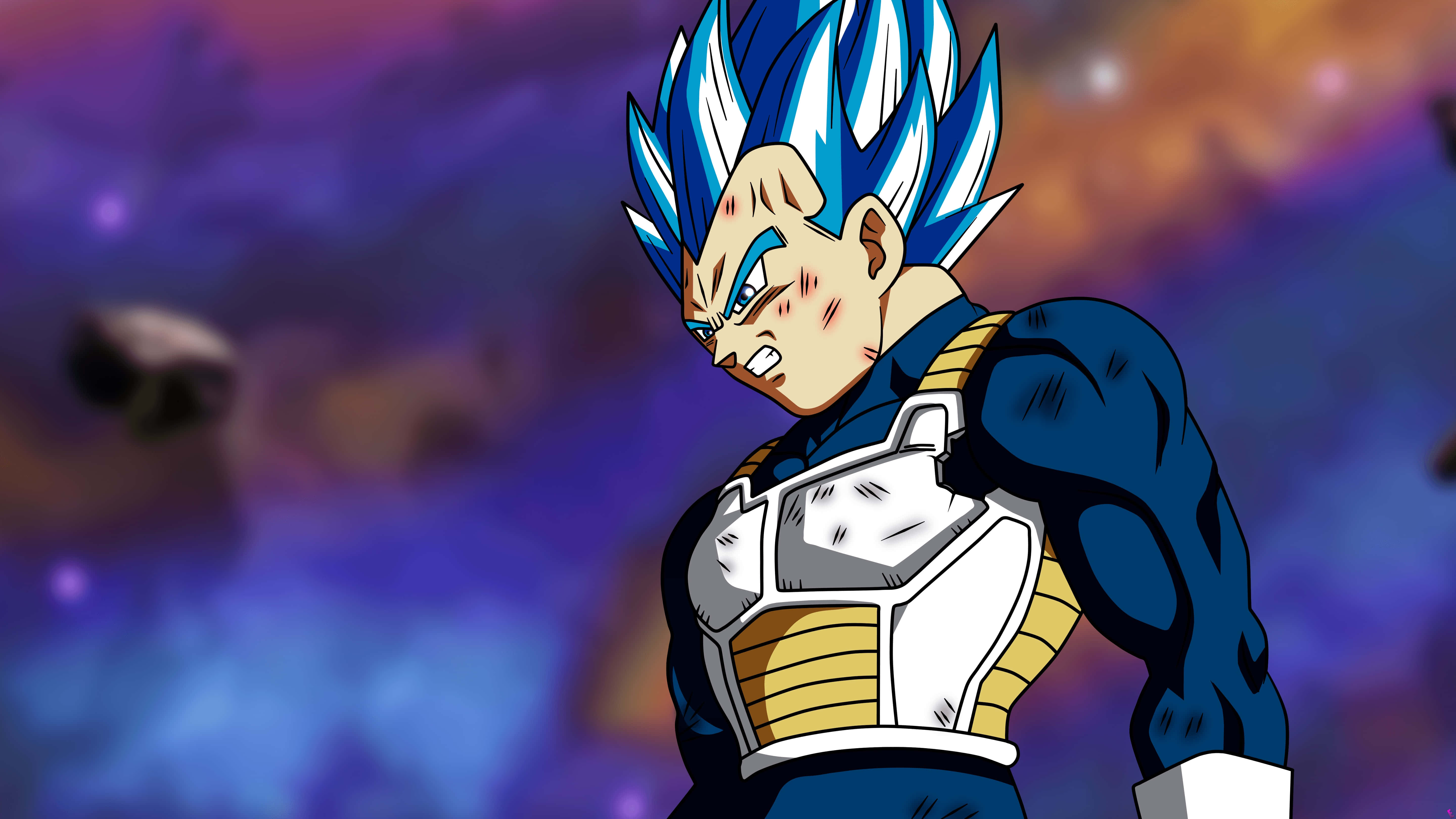 Vegeta Super Saiyan Blue, blue-haired anime warrior, armor, 5K Desktop Wallpaper