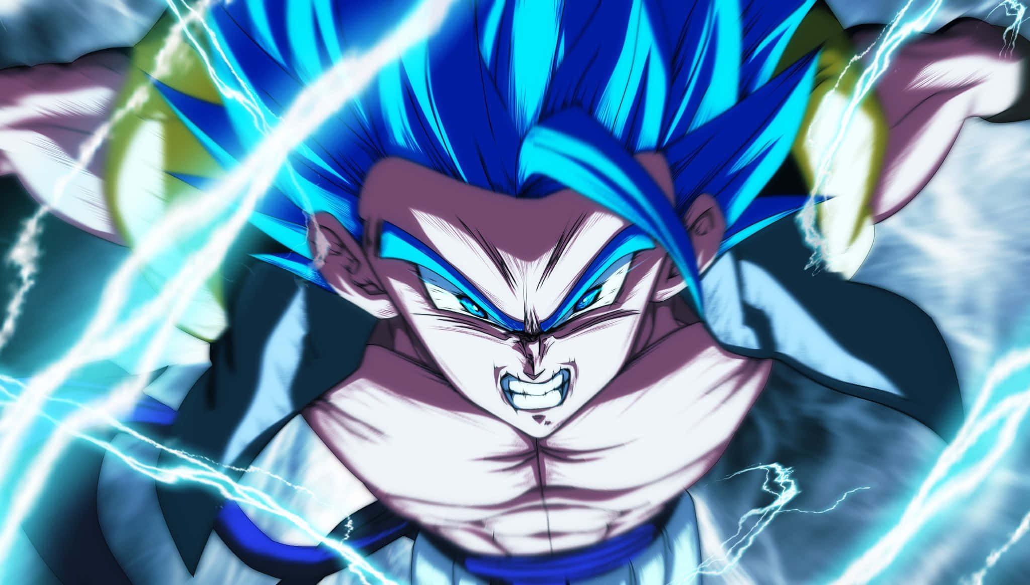 Super Saiyan Blue Vegeta, blue-haired, glowing eyes, Full HD Desktop Wallpaper