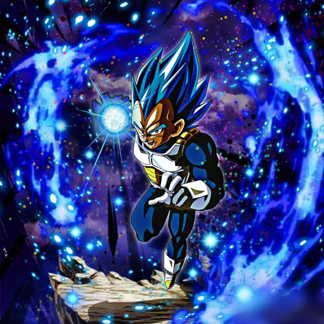 Vegeta, Super Saiyan Blue, glowing energy blast, SD Desktop Wallpaper
