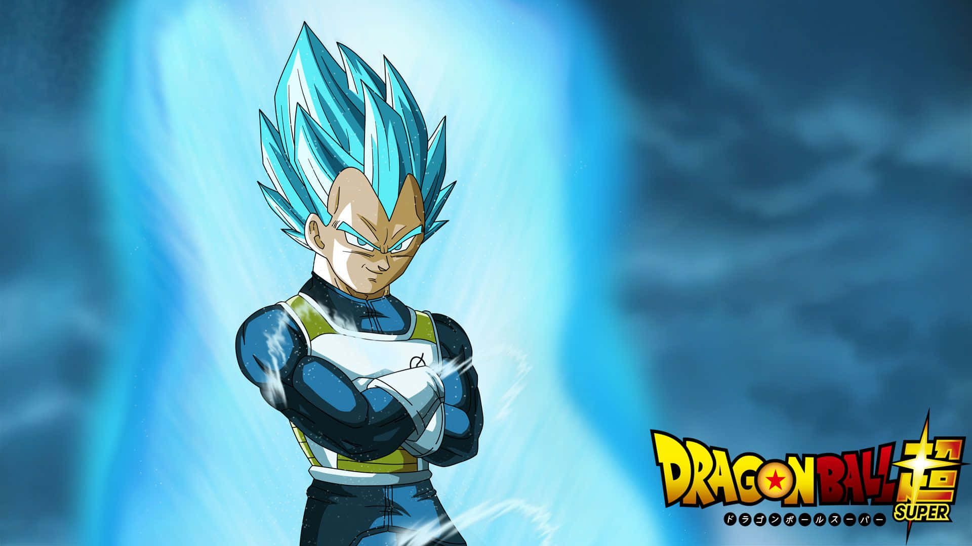 Vegeta, Super Saiyan Blue, glowing blue energy aura, Full HD Desktop Wallpaper