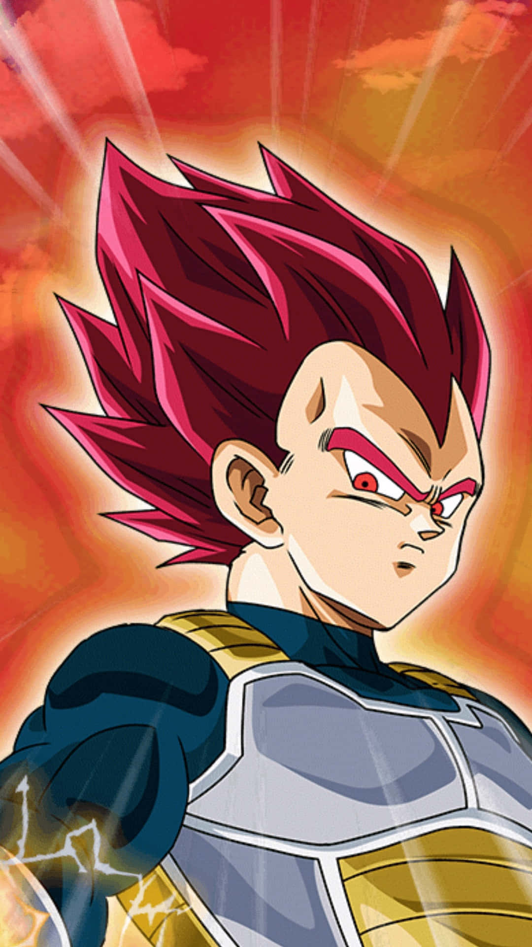 Vegeta, Super Saiyan God, spiky red hair, Full HD Phone Wallpaper