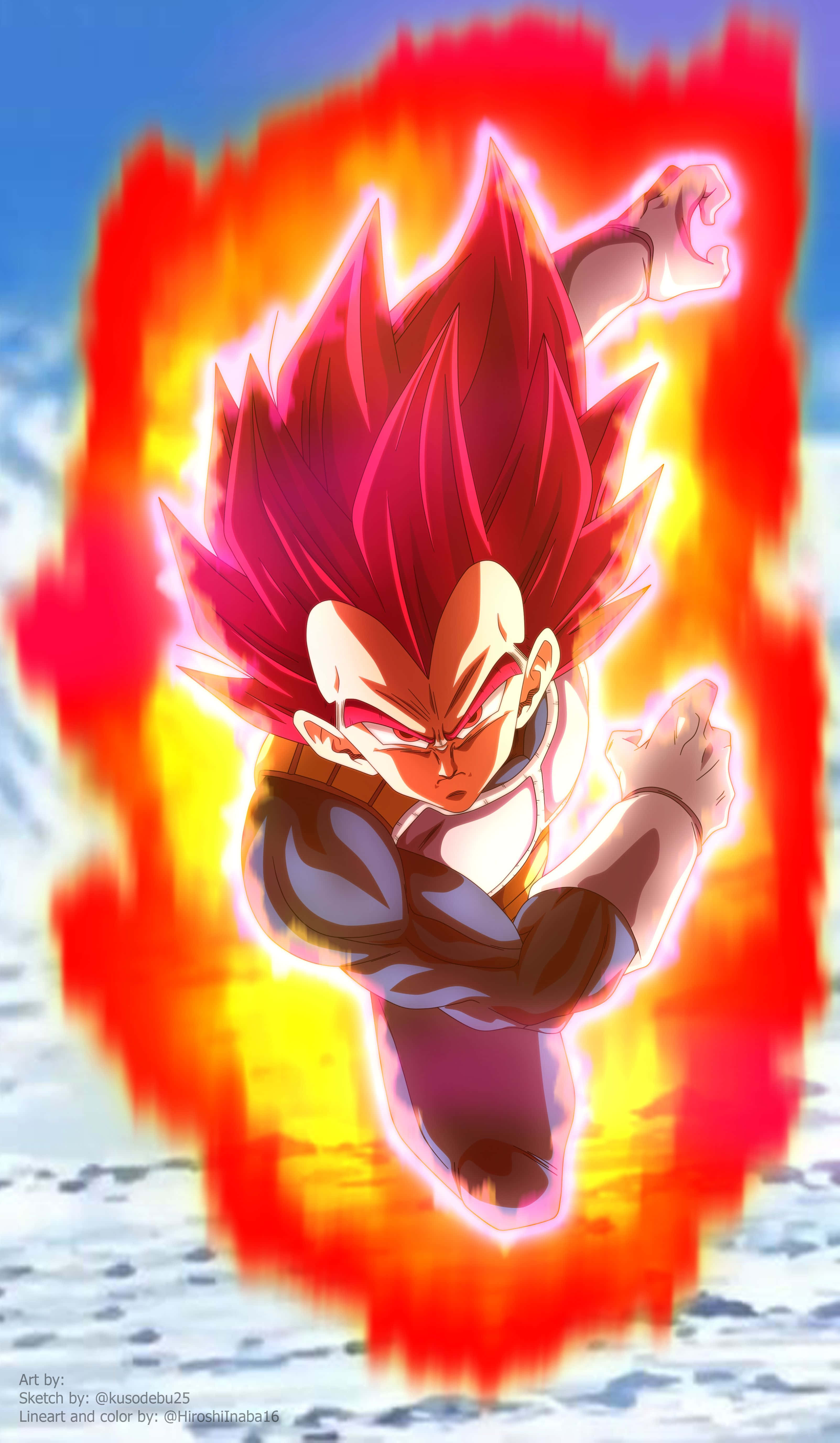 Vegeta, Super Saiyan God, spiky red hair, 5K Phone Wallpaper