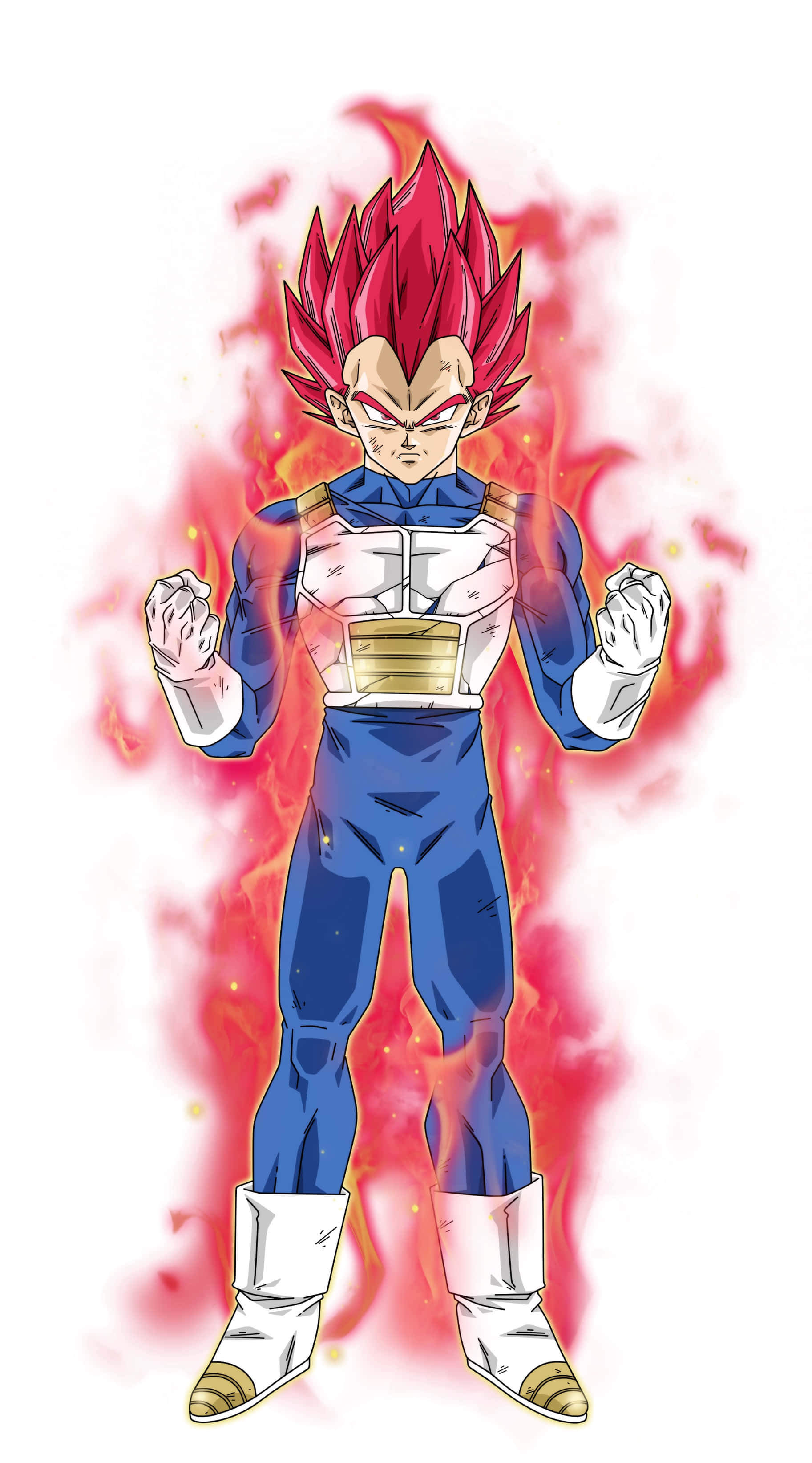 Vegeta, Super Saiyan God, glowing red hair, 2K Phone Wallpaper