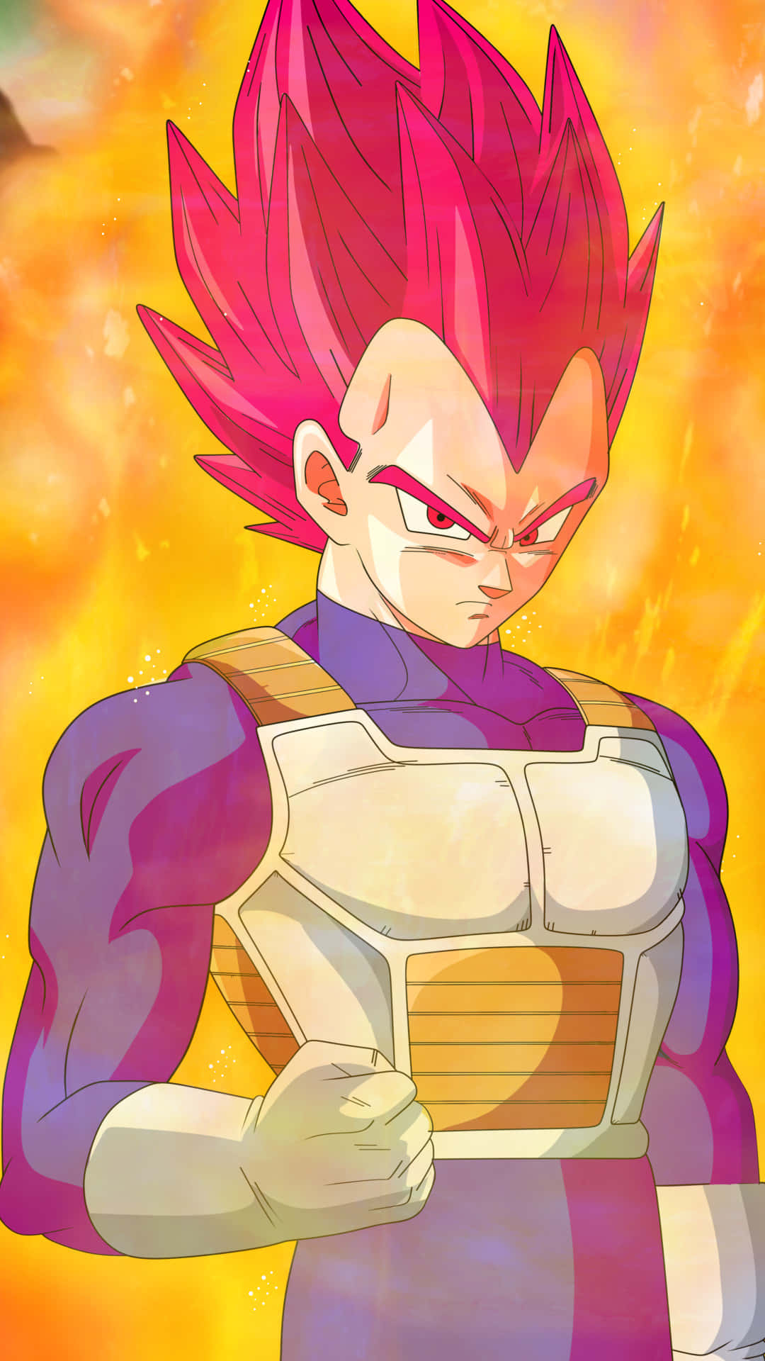 Vegeta Super Saiyan God, spiky pink hair, purple armor, Full HD Phone Wallpaper