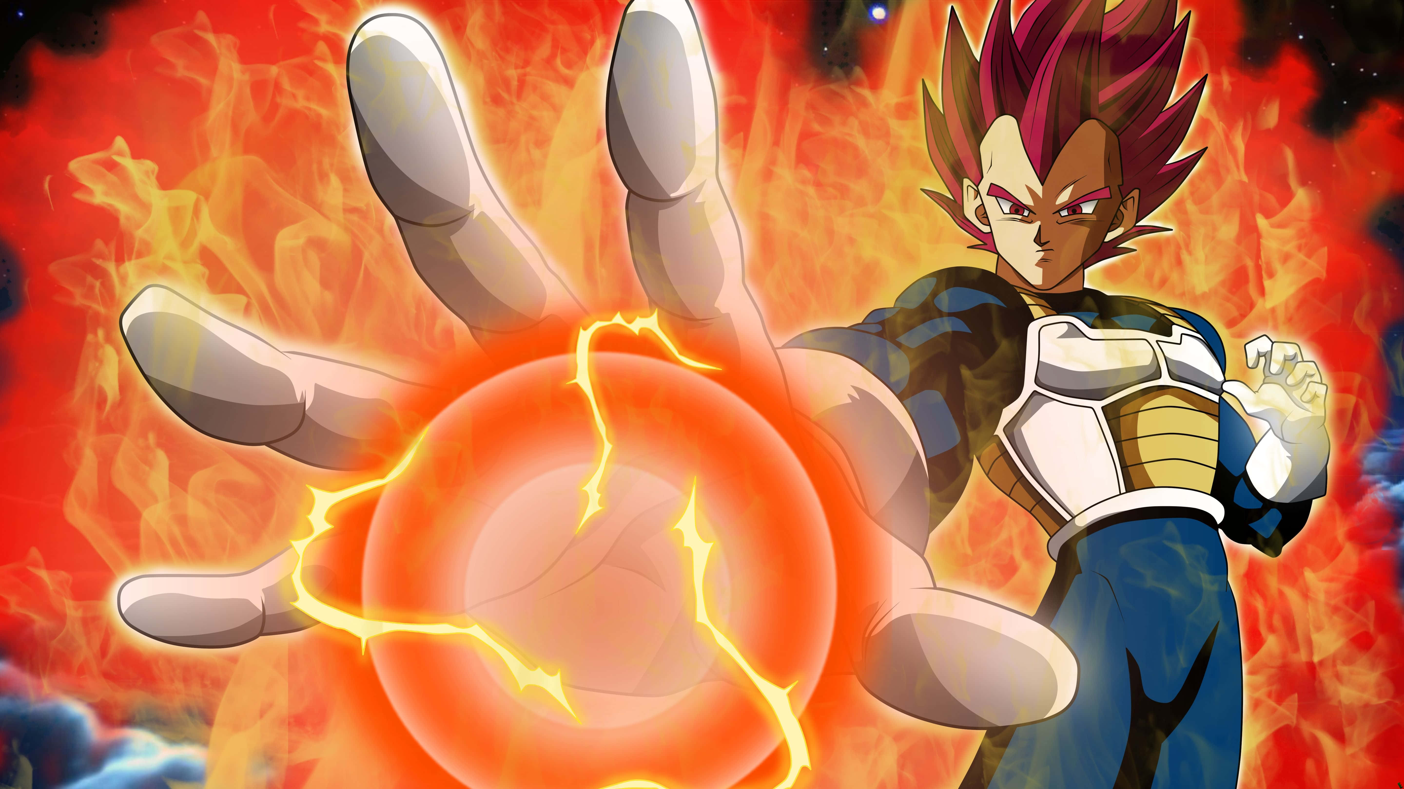 Vegeta, Super Saiyan God, spiky pink hair, 5K Desktop Wallpaper