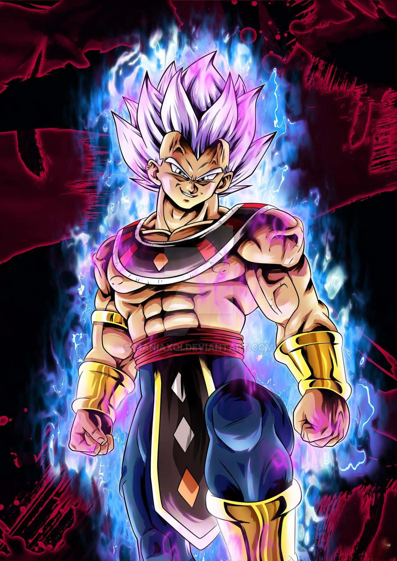 Vegeta Ultra Instinct, spiky purple hair, blue energy, HD Phone Wallpaper