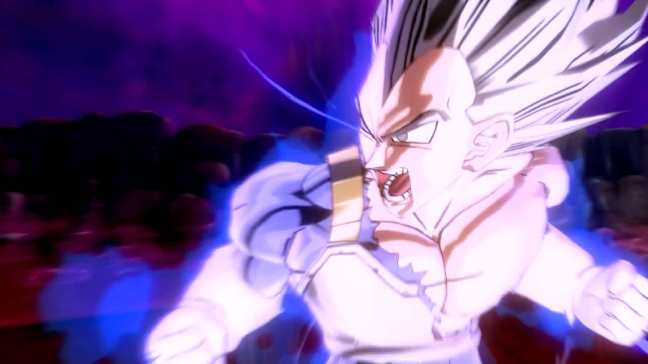 Vegeta Ultra Instinct, white-haired anime warrior, glowing blue energy, Full HD Desktop Wallpaper