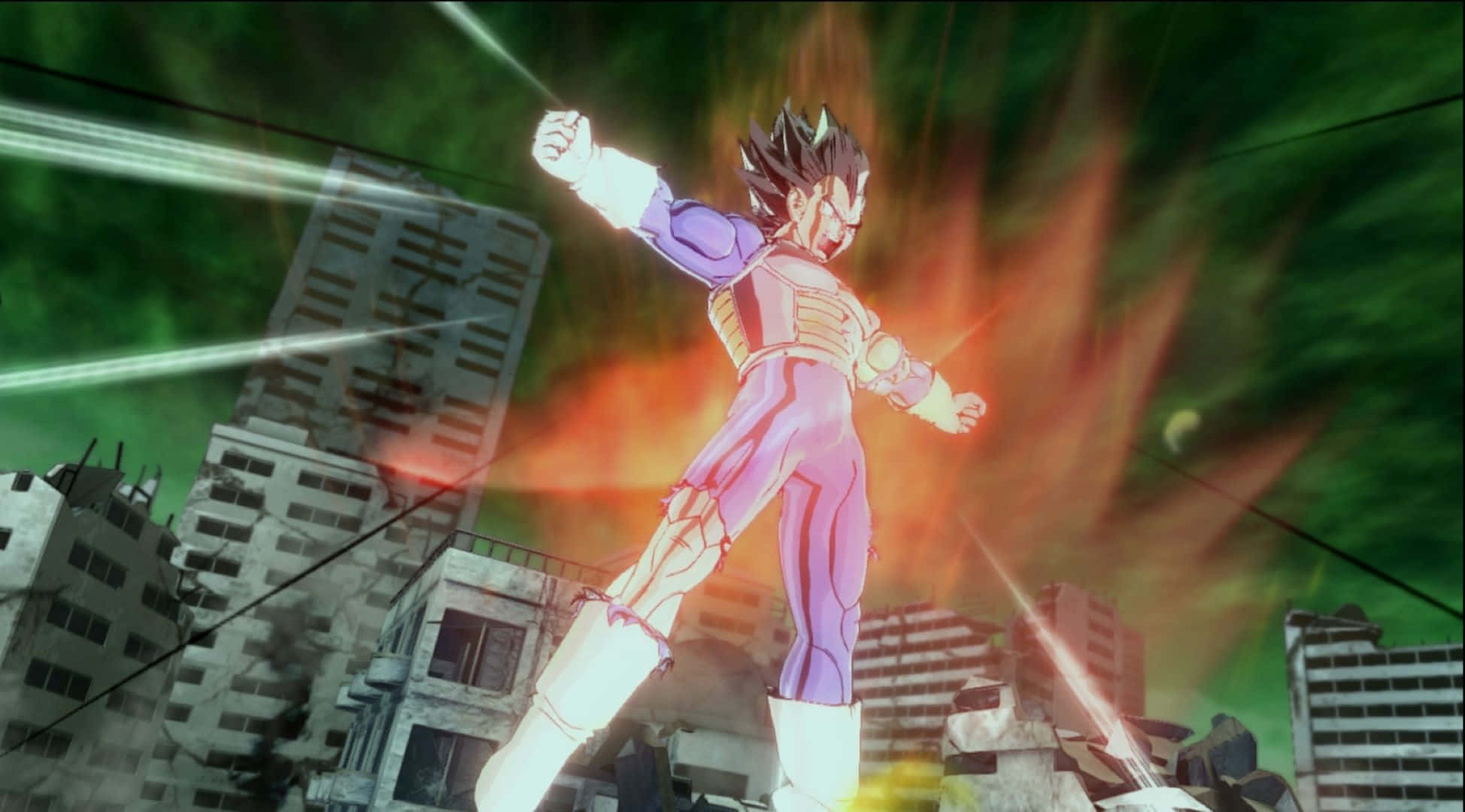 Vegeta, purple and white armor, glowing energy beams, Full HD Desktop Wallpaper
