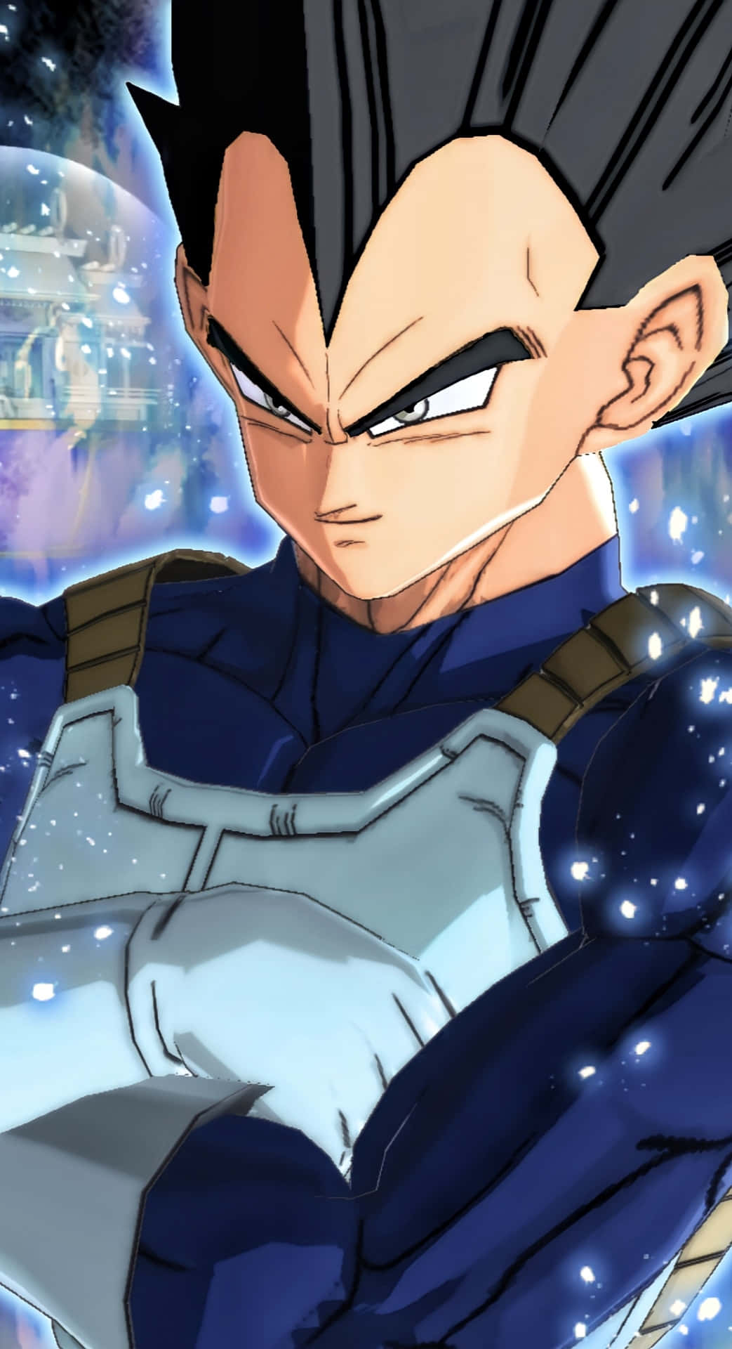 Vegeta Ultra Instinct, blue and silver armor, cosmic starfield backdrop, Full HD Phone Wallpaper