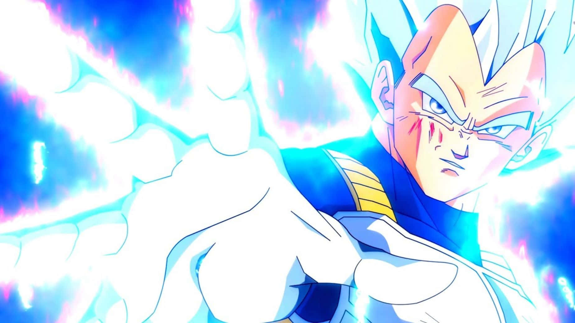 Vegeta Ultra Instinct, spiky white hair, blue aura, HD Desktop Wallpaper