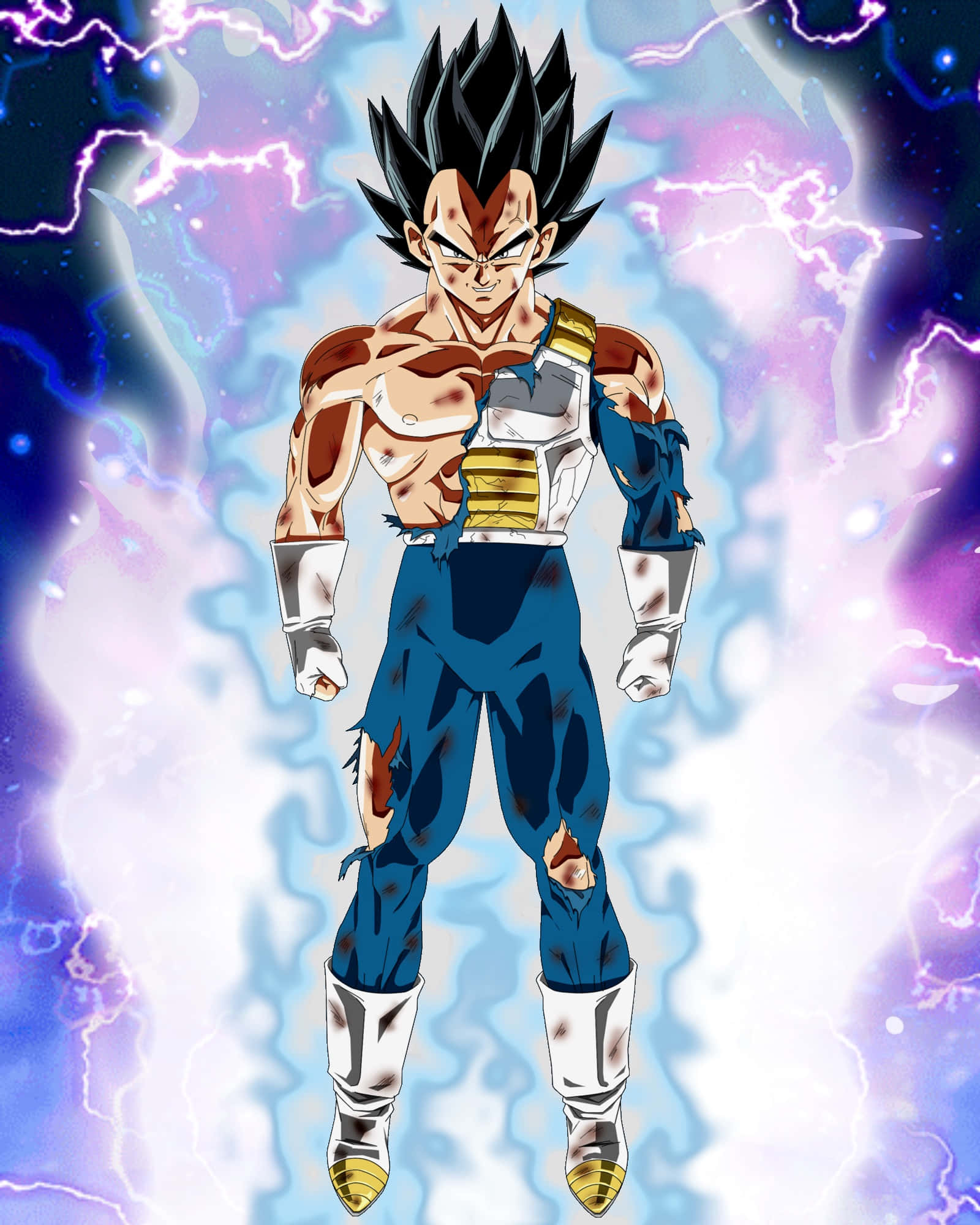 Vegeta, Ultra Instinct, purple and blue lightning, Full HD Phone Wallpaper