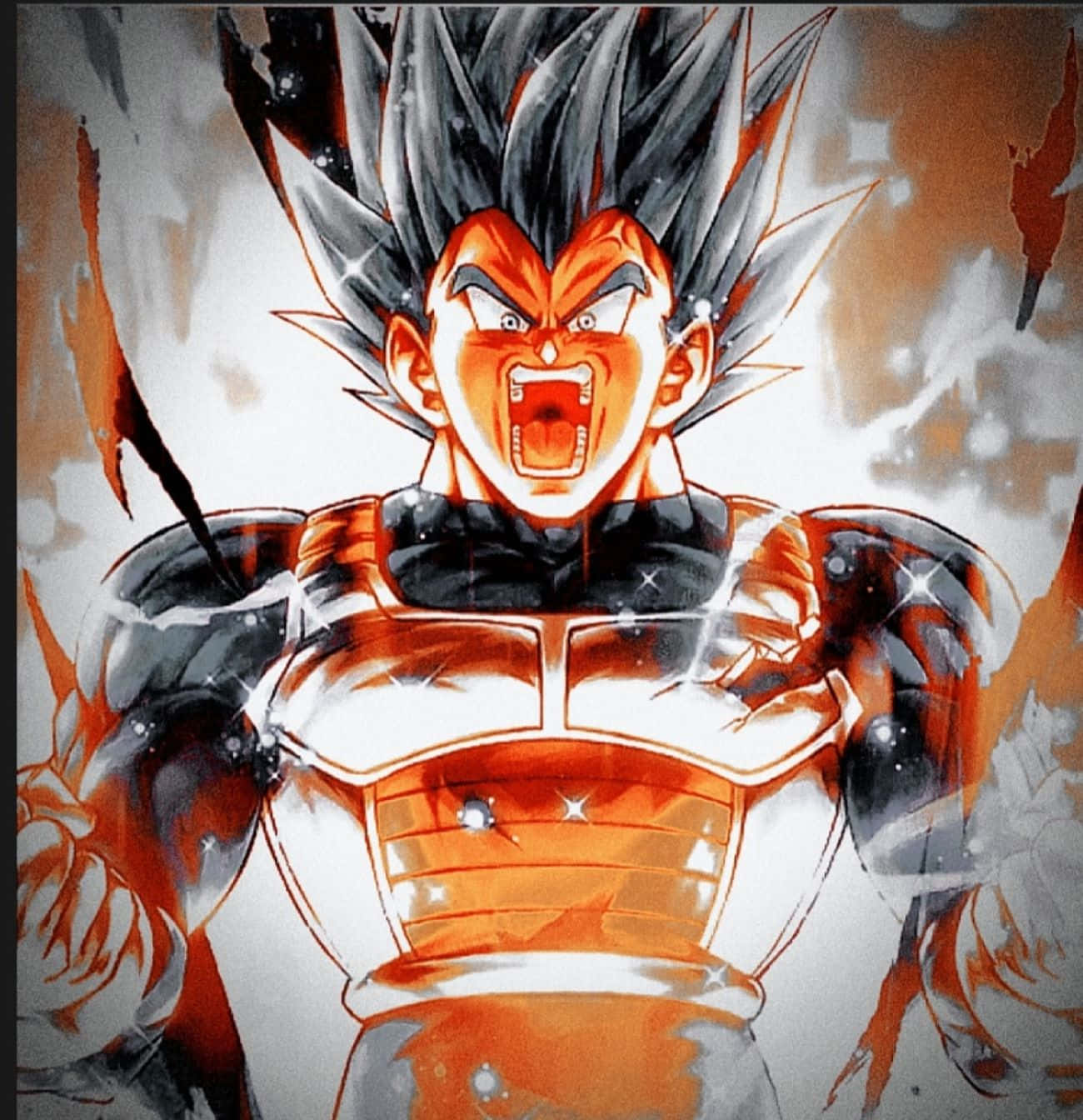 Vegeta Ultra Instinct, spiky black hair, glowing orange aura, HD Phone Wallpaper
