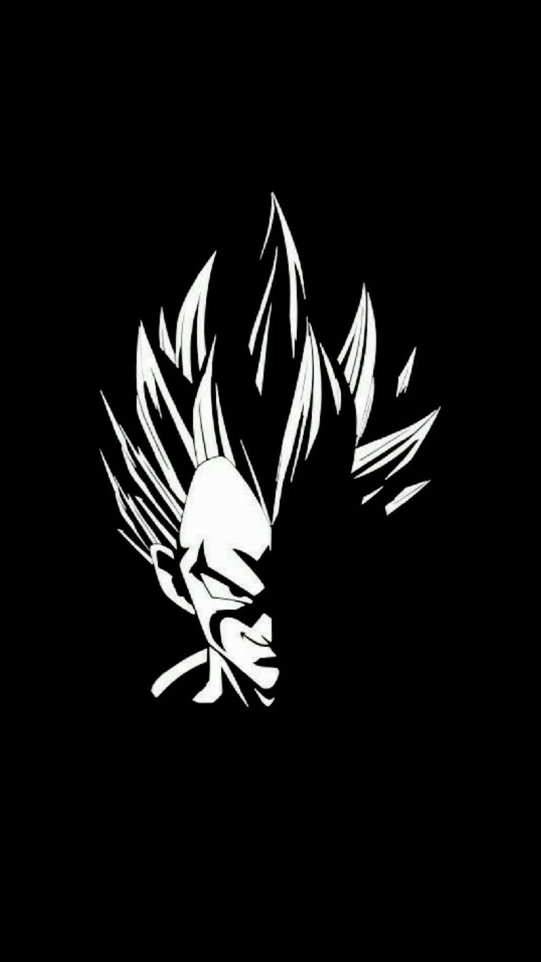 Dark Vegeta, spiky-haired anime character, white silhouette, Full HD Phone Wallpaper