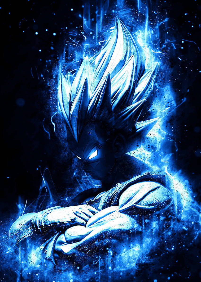 Dark Vegeta, glowing eyes, blue-hued, SD Phone Wallpaper