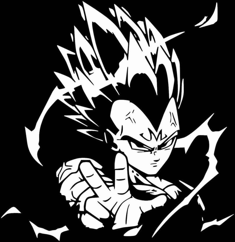 Vegeta, black and white, spiky-haired warrior, SD Phone Wallpaper