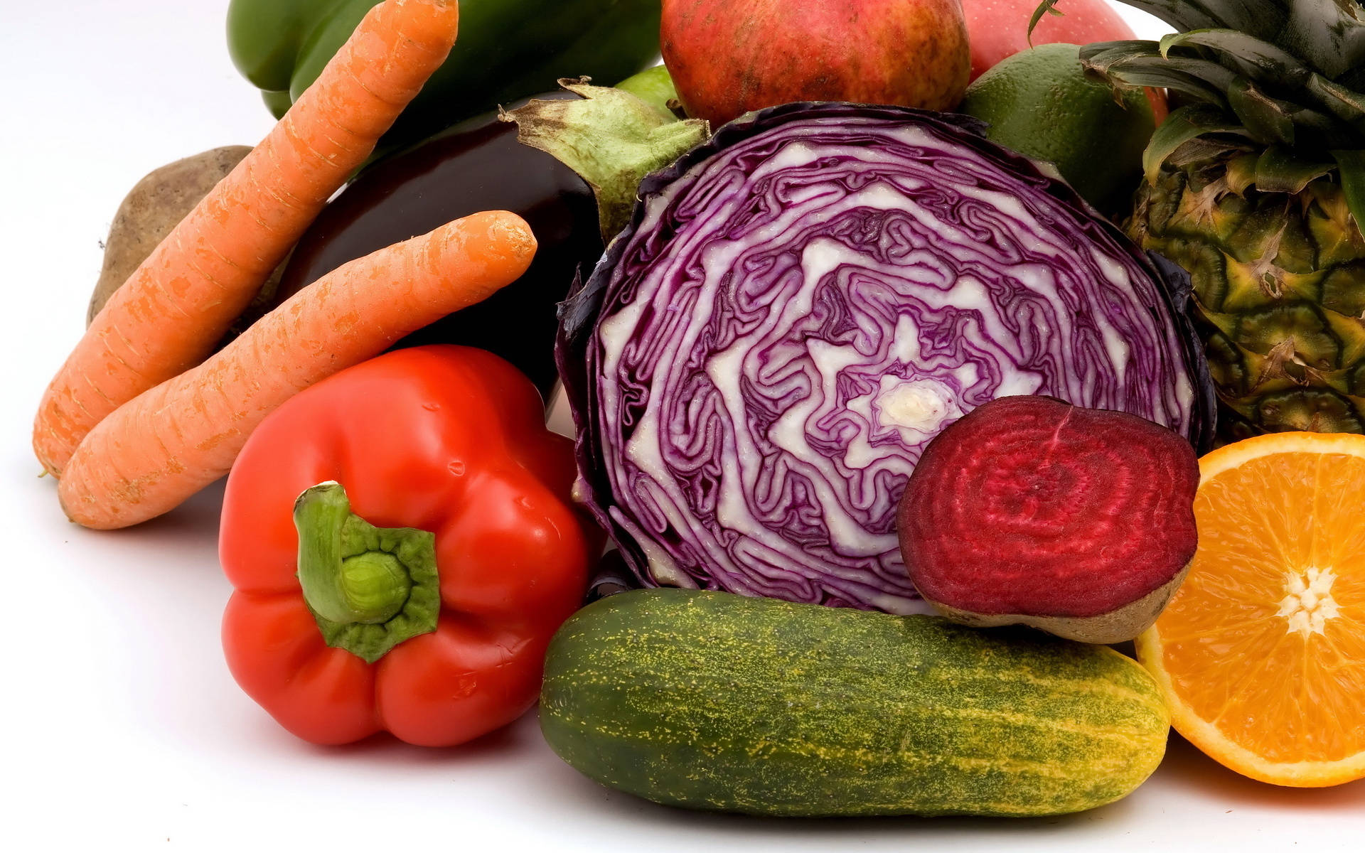 carrots, red bell pepper, cucumber, Full HD Desktop Wallpaper