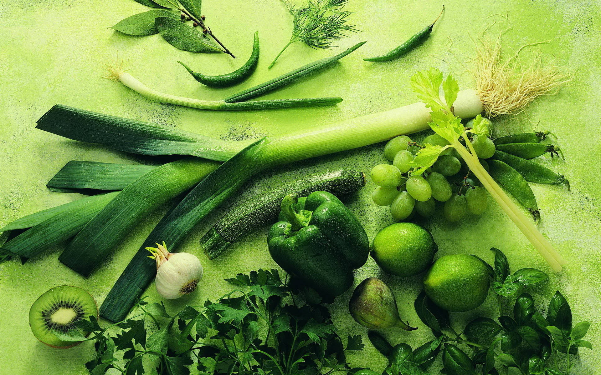 bright green vegetables, fresh vegetables, herbs, Full HD Desktop Wallpaper