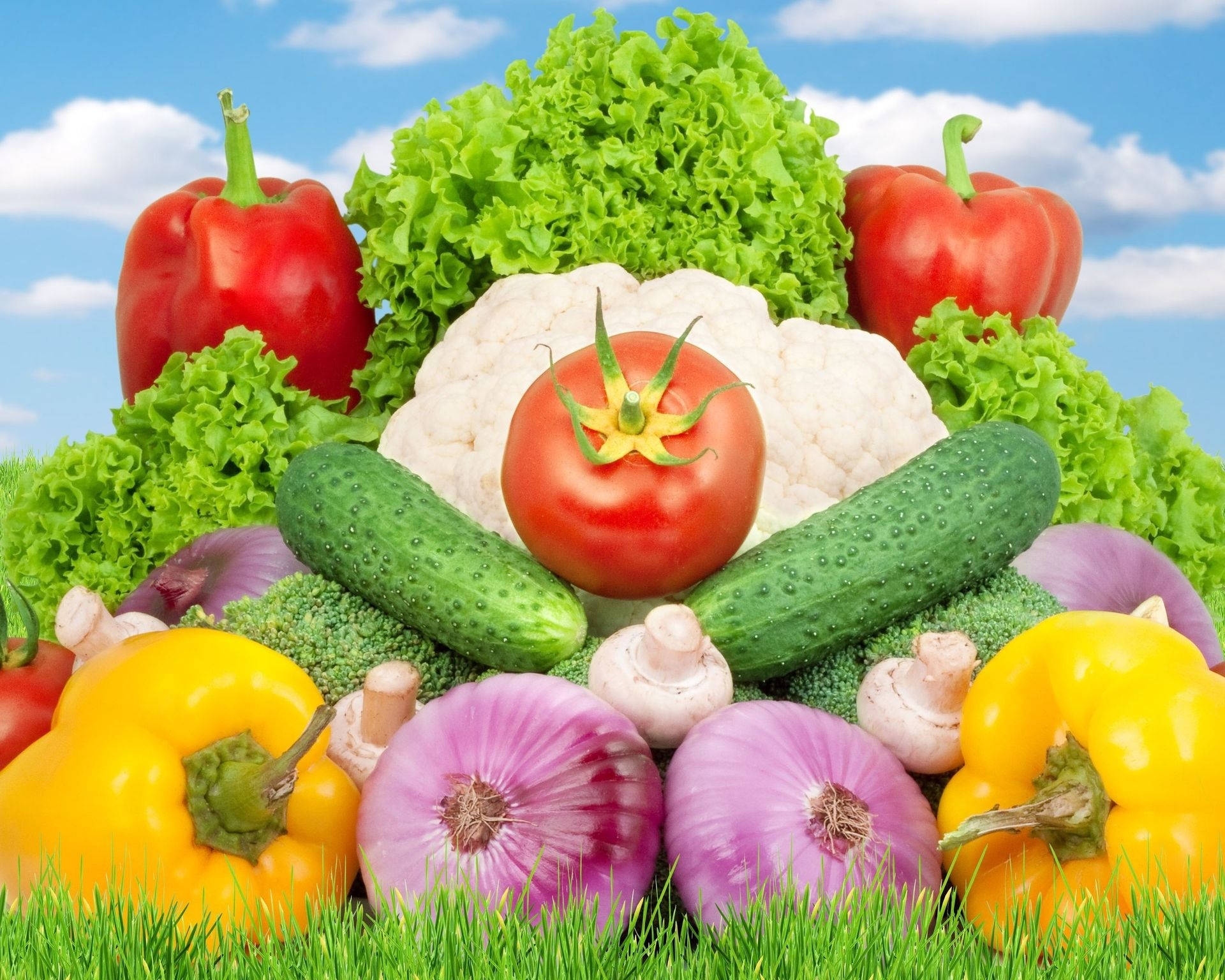 tomatoes, cucumbers, bell peppers, Full HD Desktop Wallpaper
