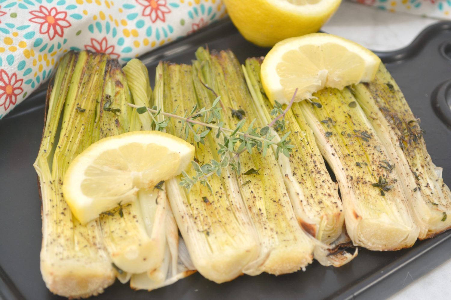 roasted leek, lemon slices, fresh thyme, HD Desktop Wallpaper